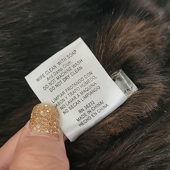 Faux Vegan Fur Reversible Fall Cozy Fuzzy Brown Black Vest Jacket Giacca Size XL - Picture 6 of 15